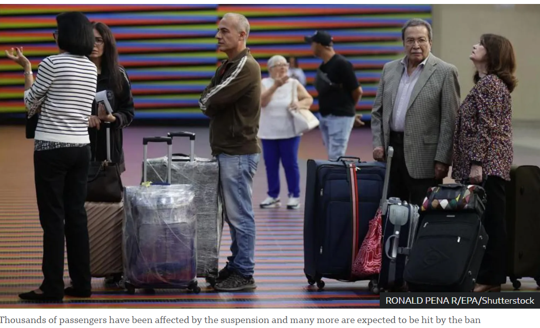 Venezuela bans six major airlines after tensions with US escalate